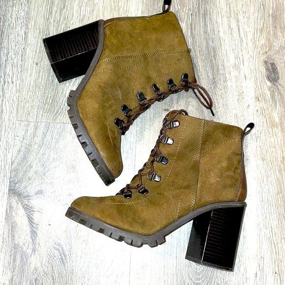 Chunky Platform Combat boots green - Picture 2 of 9